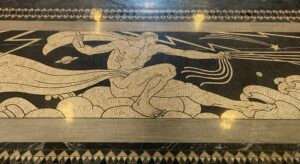  The mosaic, “Genius of Creative Energy,” as it appears on the floor of the State Capitol (including reflections). Paul Hammel/Nebraska Examiner