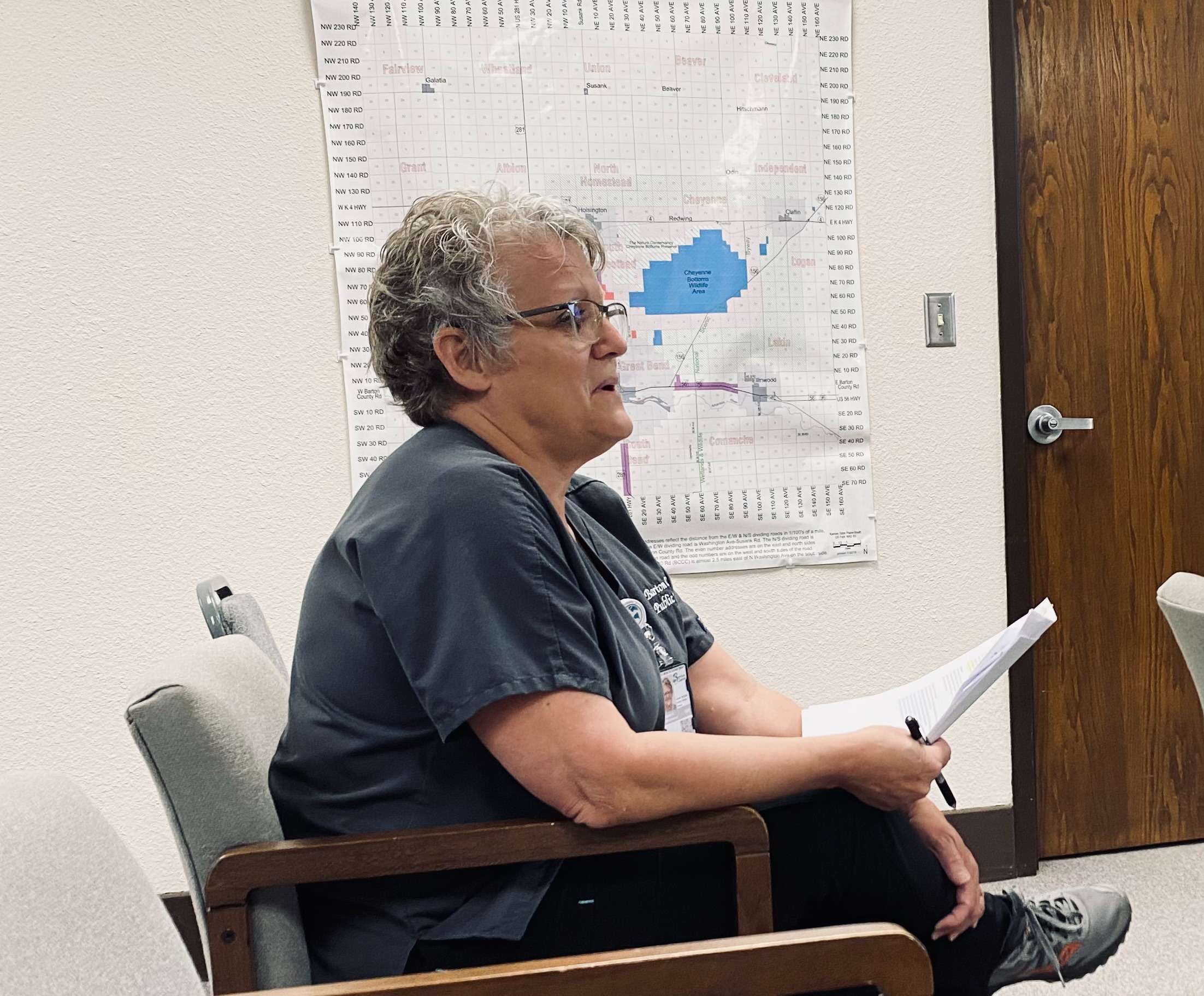 Barton County Health Director Karen Winkelman educated Barton County Commissioners on the latest information regarding monkeypox at the commission meeting Wednesday, June 1, 2022.