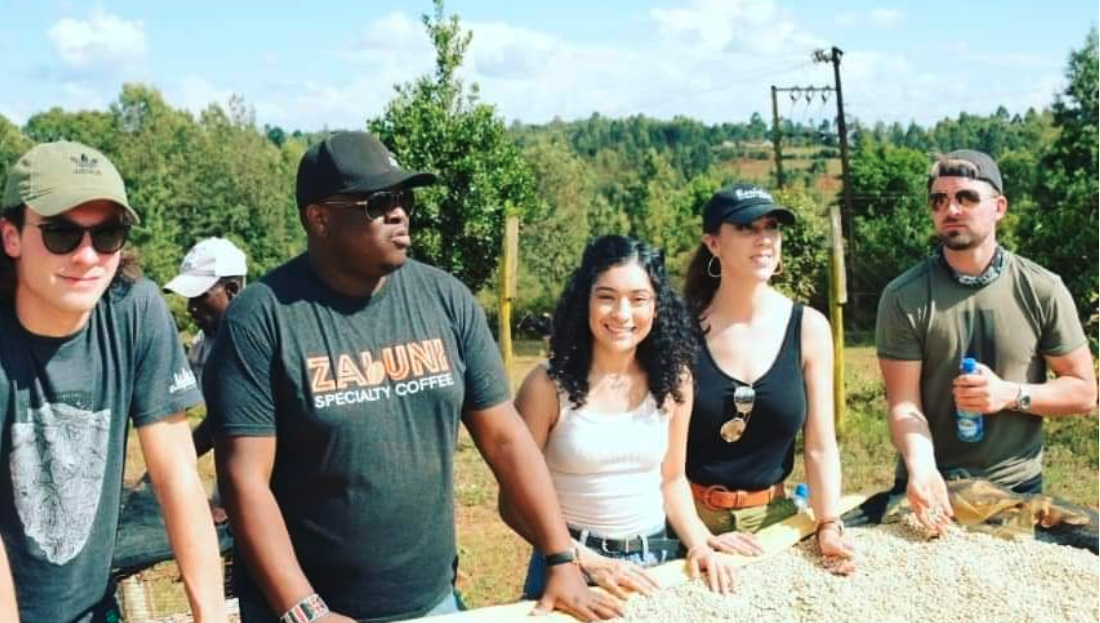 Laban Njuguna at Kenya coffee farm, second from left, hosts a group from Kearney, Nebraska. (Courtesy of Buchucha Ng’ethe) 