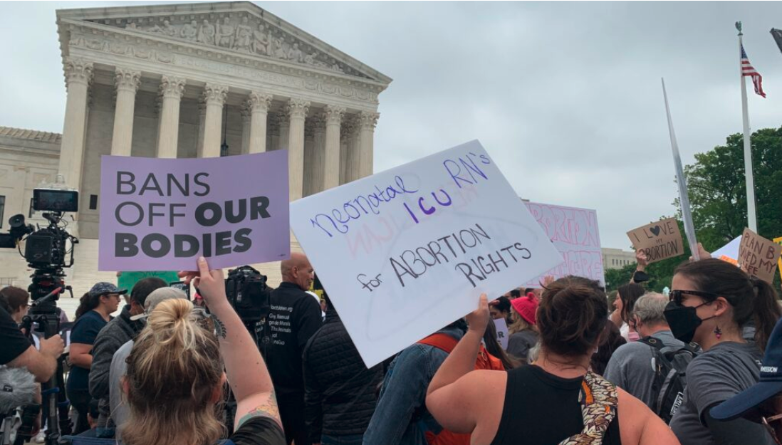 Abortion rights protesters gather May 3, 2022, outside the U.S. Supreme Court Building. (Jane Norman/States Newsroom)