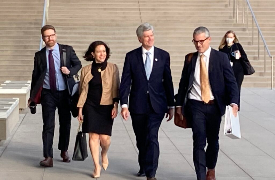 U.S. Rep. Jeff Fortenberry and his wife, Celeste, arrive at the federal courthouse in Los Angeles during his trial in March. (Paul Hammel/Nebraska Examiner)