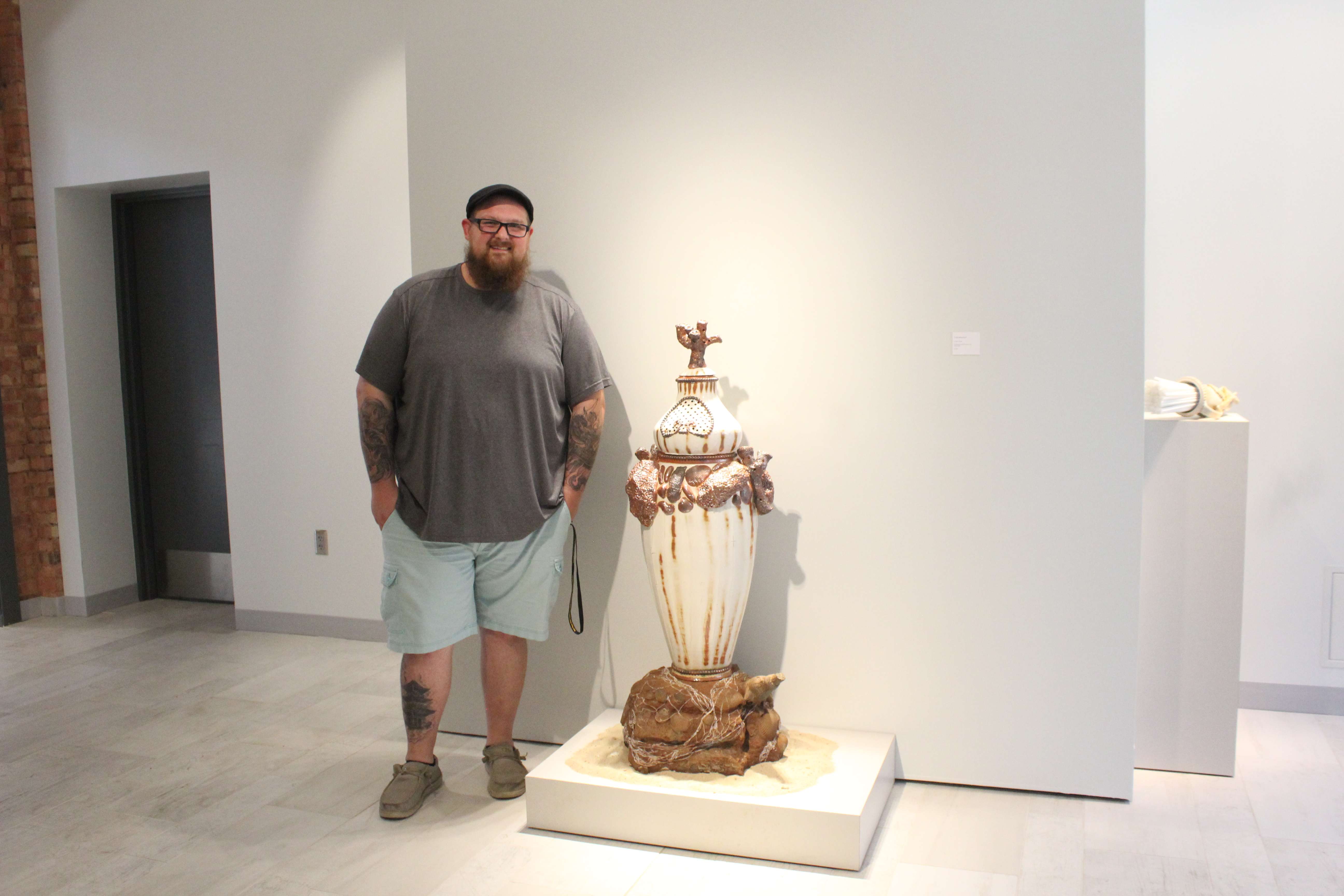 Jordan Brown MFA exhibit "Inhumane" highlights humans' mistreatment of animals and the environment. The exhibit is on display at the Moss-Thorns Gallery of Art on the FHSU campus through Wednesday.&nbsp;