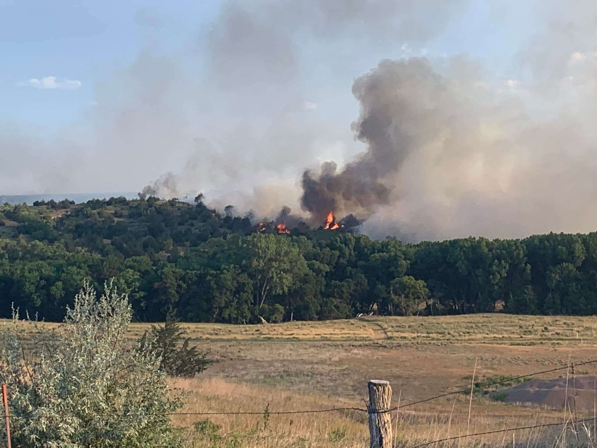 Two fires broke out near Red Willow State Recreation Area on Wednesday. (Photo: Trenton Volunteer Fire Department)