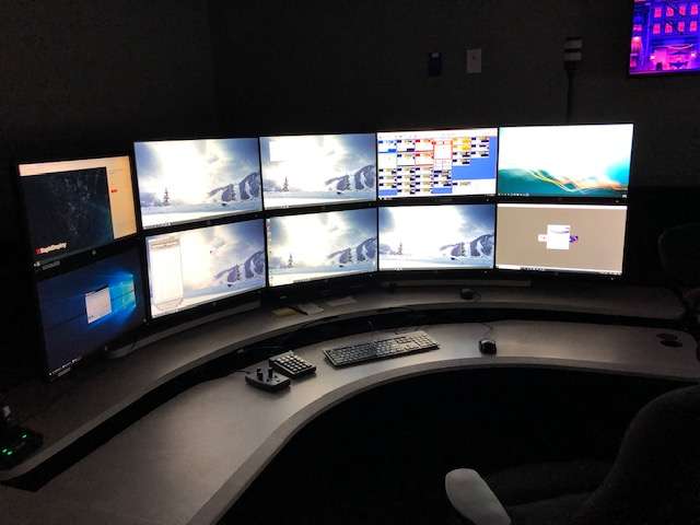 Each terminal is equipped with buttons to raise or lower the computer screens along with its own lighting and fan. It also has an ergonomically-friendly chair for long periods of sitting that is required to do the job.