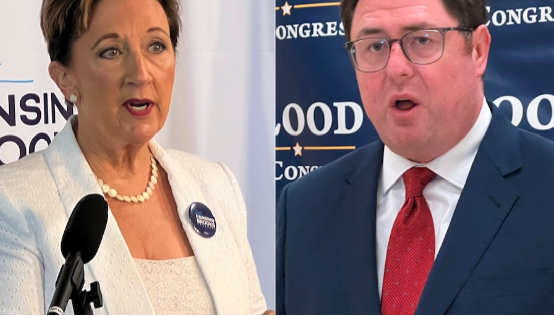 State Sens. Patty Pansing Brooks of Lincoln, left, criticized newly sworn-in U.S. Rep. Mike Flood, R-Neb., after one of his first votes in Congress (Aaron Sanderford/Nebraska Examiner)