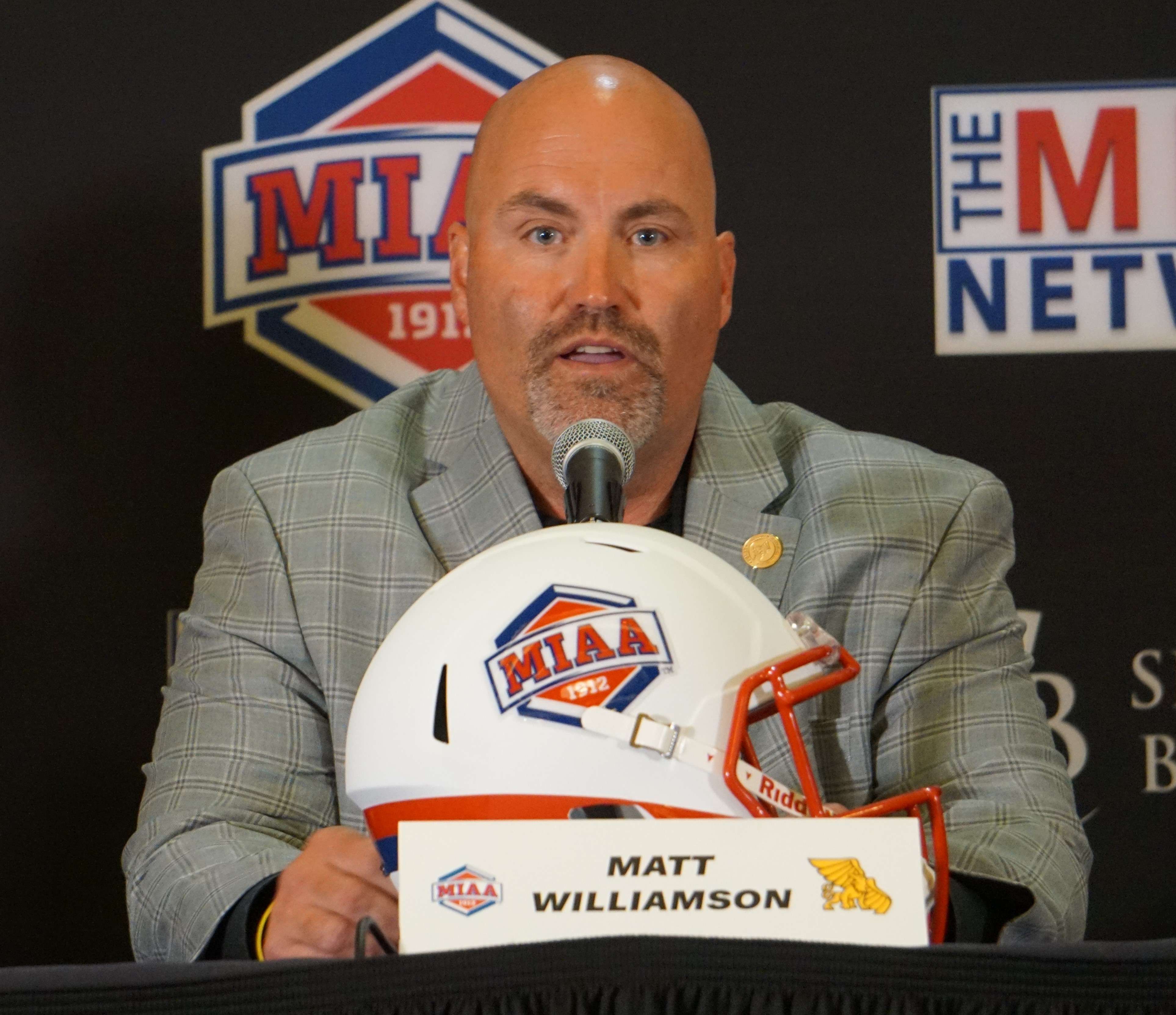 Missouri Western head football coach Matt Williamson, seen here at 2022 MIAA Media Day, has been let go after six years. The Griffons were 31-26 overall during his tenure. Stock photo by Tommy Rezac.