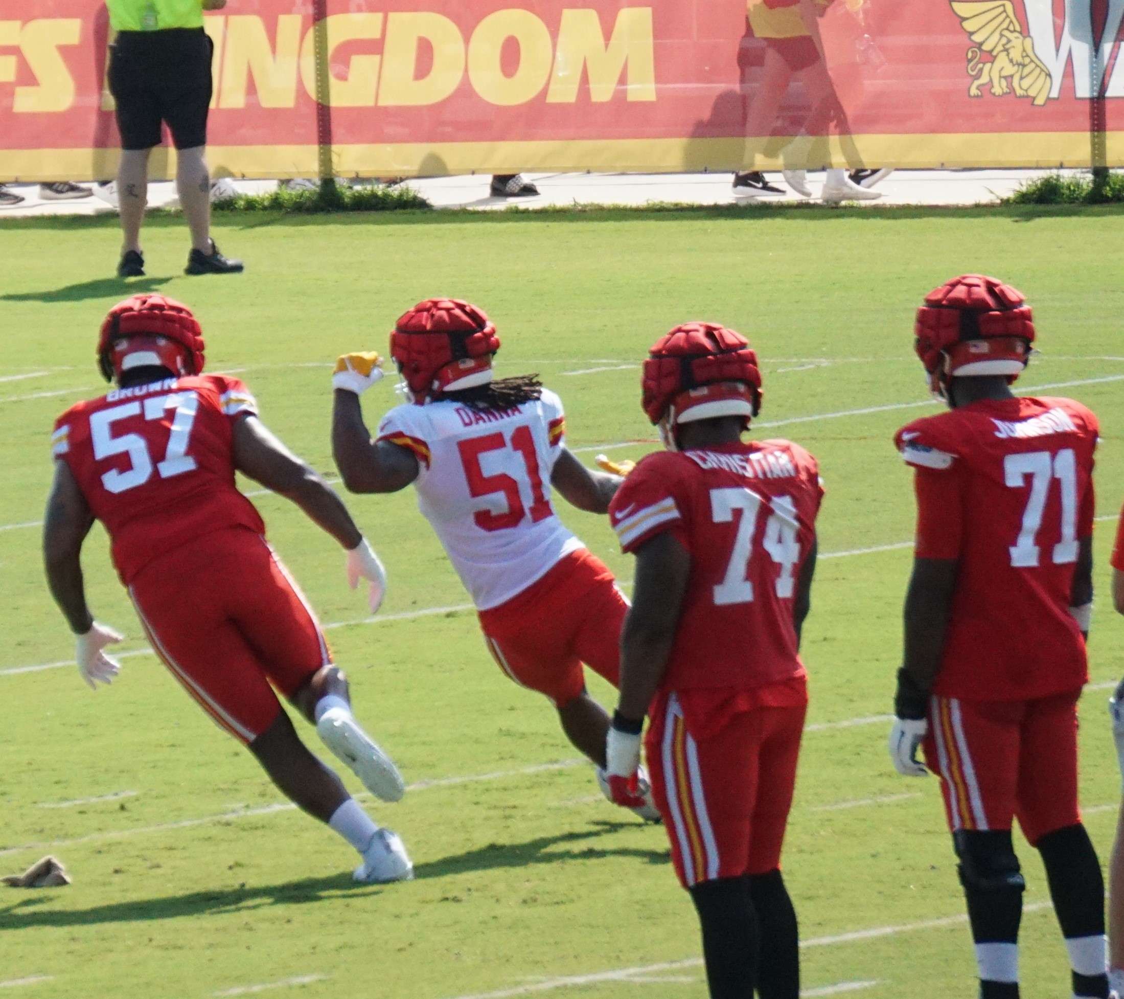 Orlando Brown Jr. (57) was back on the practice field at training camp Tuesday. Photo by Tommy Rezac.