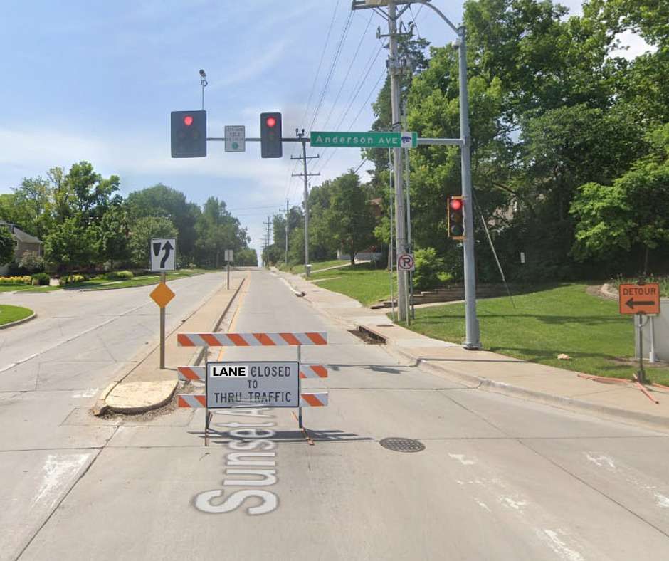 Southbound Sunset Ave closed, picture from City of MHK