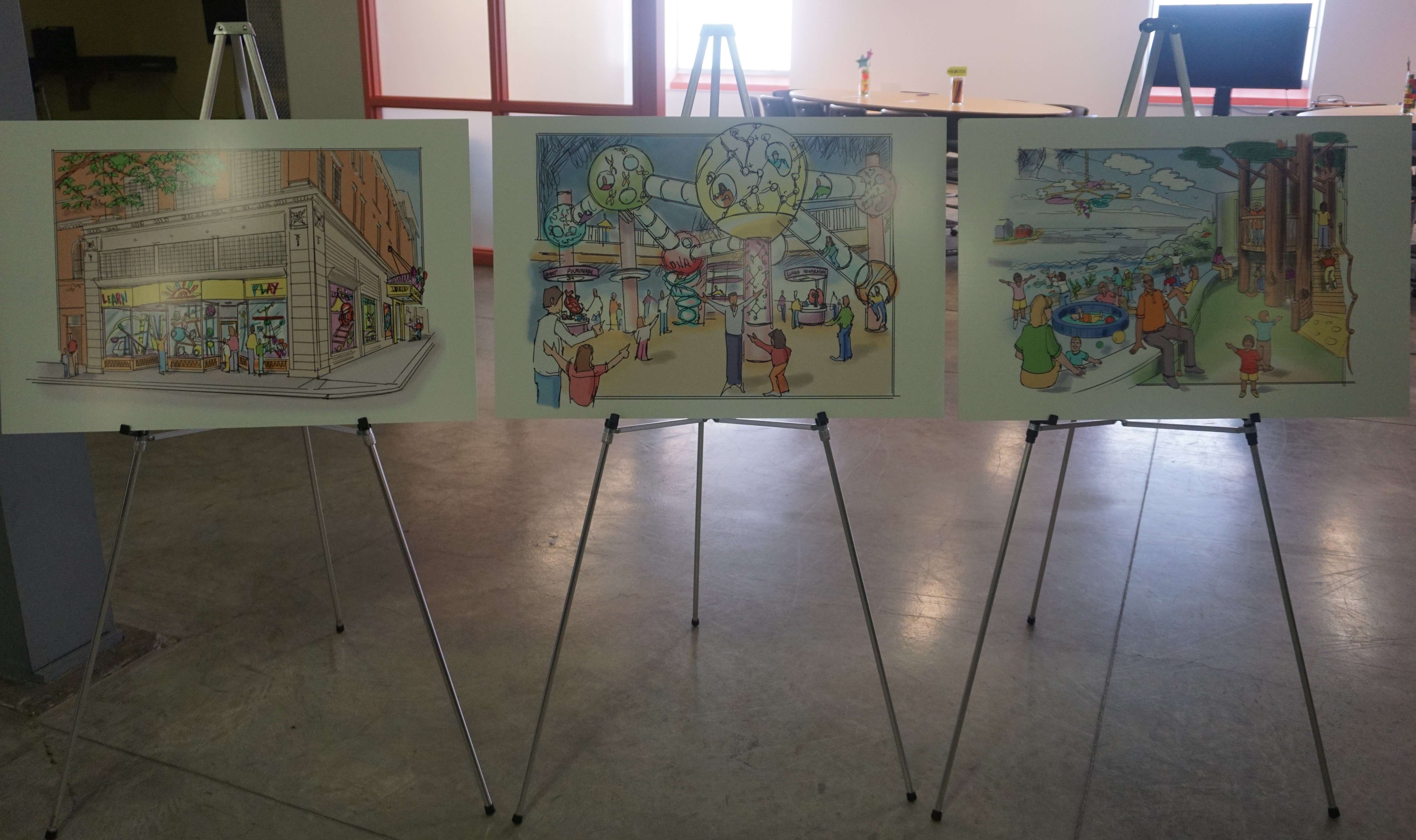 Artist renderings show different parts of plans for the Discovery Center/Photo by Matt Pike