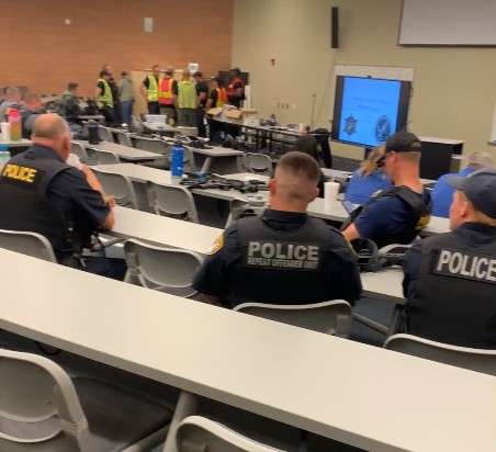 <b>Law enforcement, firefighters and EMS all meet before the exercise to get an overall look at what they want to accomplish during the drill. Breakout sessions are then held to allow each unit to do drills before the actual event starts.</b>