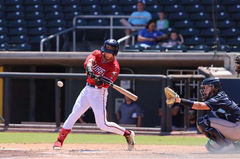 <b>DaShawn Keirsey Jr. finished three for five with an RBI in the game including this solo home run in the third inning.</b> Photo courtesy Wichita Wind Surge