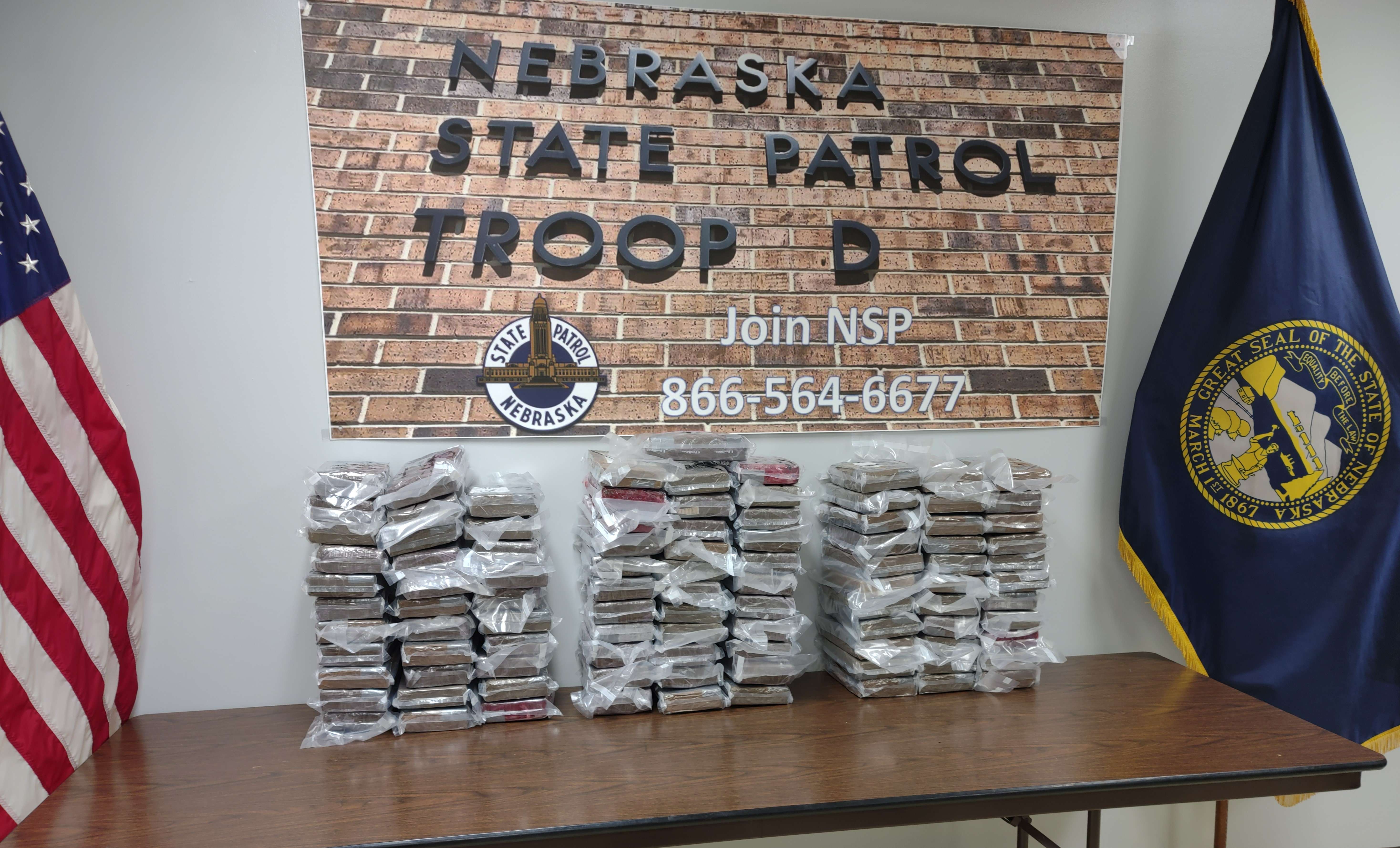 Nebraska troopers seized over 250 pounds of cocaine during a traffic stop near Hershey. (Photo: NSP)
