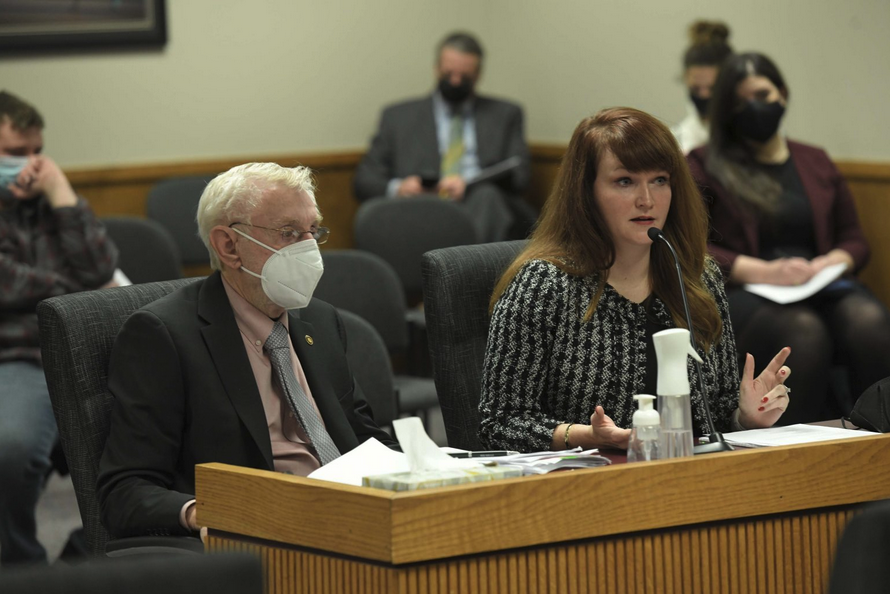 At a committee hearing in February 2021, Rep. Keri Ingle, a Democrat from Lee’s Summit, and Rep. Rudy Veit, a Republican from Wardsville, introduced their legislation to require youth residential facilities to register with the state (Photo by Tim Bommel/House Communications).