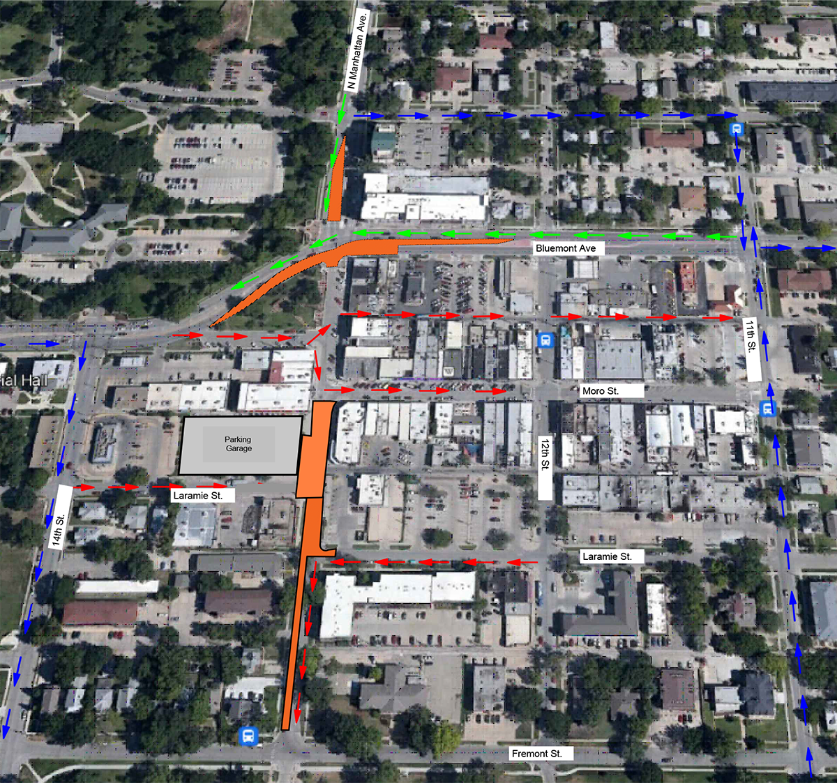 MHK road construction near Aggieville, map from City of MHK
