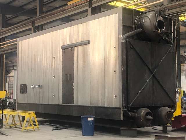 The massive size of a watertube boiler can be seen in this photo.&nbsp;