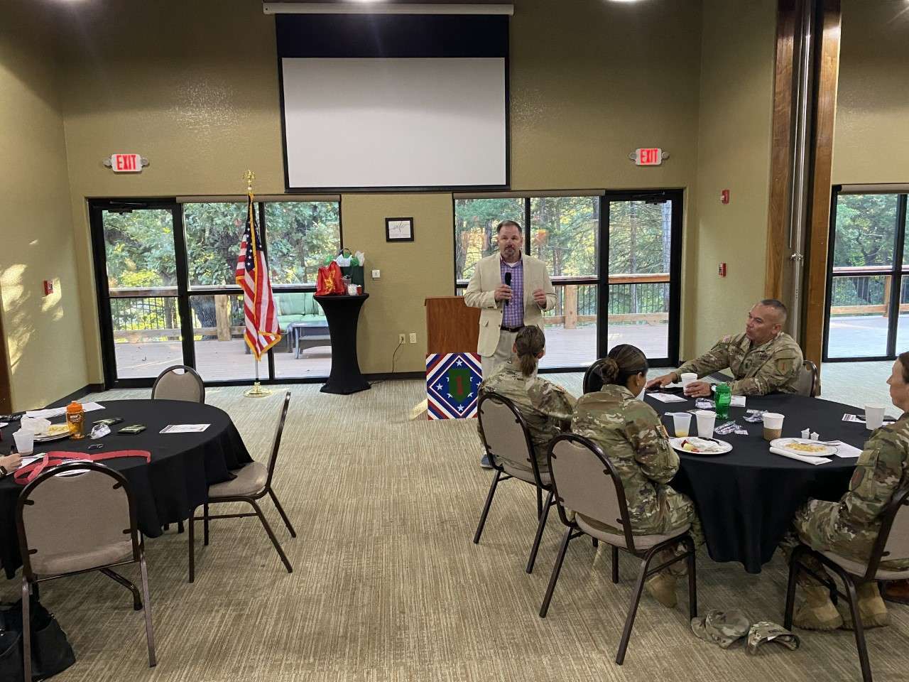 Perry Wiggins at the local Military Affairs Council breakfast at the Milford Nature Center.<br>