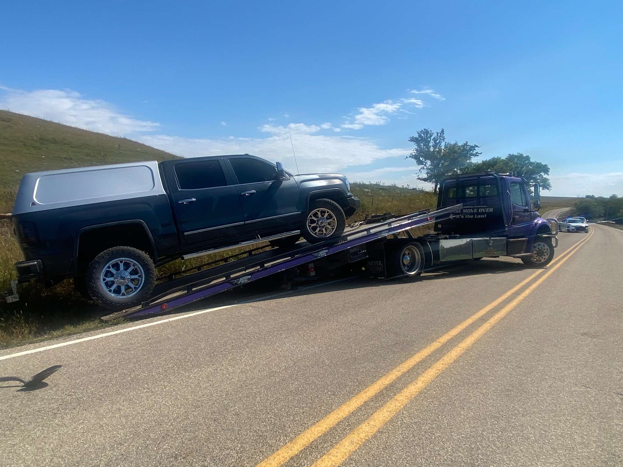 Truck from crash on wrecker