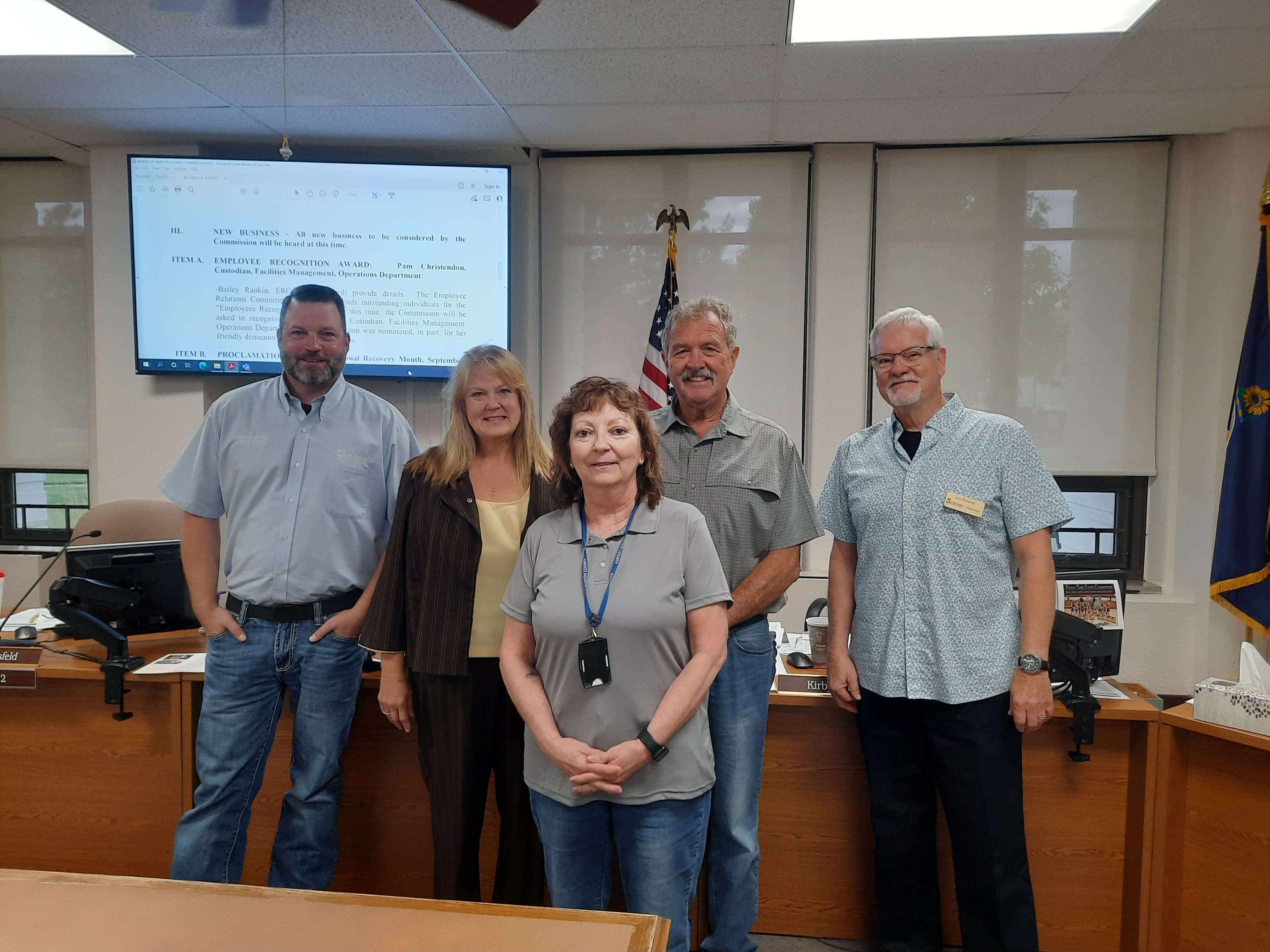 Pam Christendon was honored as the county's employee of the quarter at Wednesday's commission meeting.