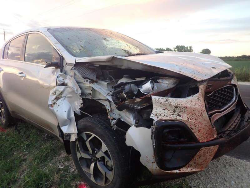 <b>-The Kia Sportage sustained major front-end damage in the collision.&nbsp;</b>Photo Saline County Sheriff's Office