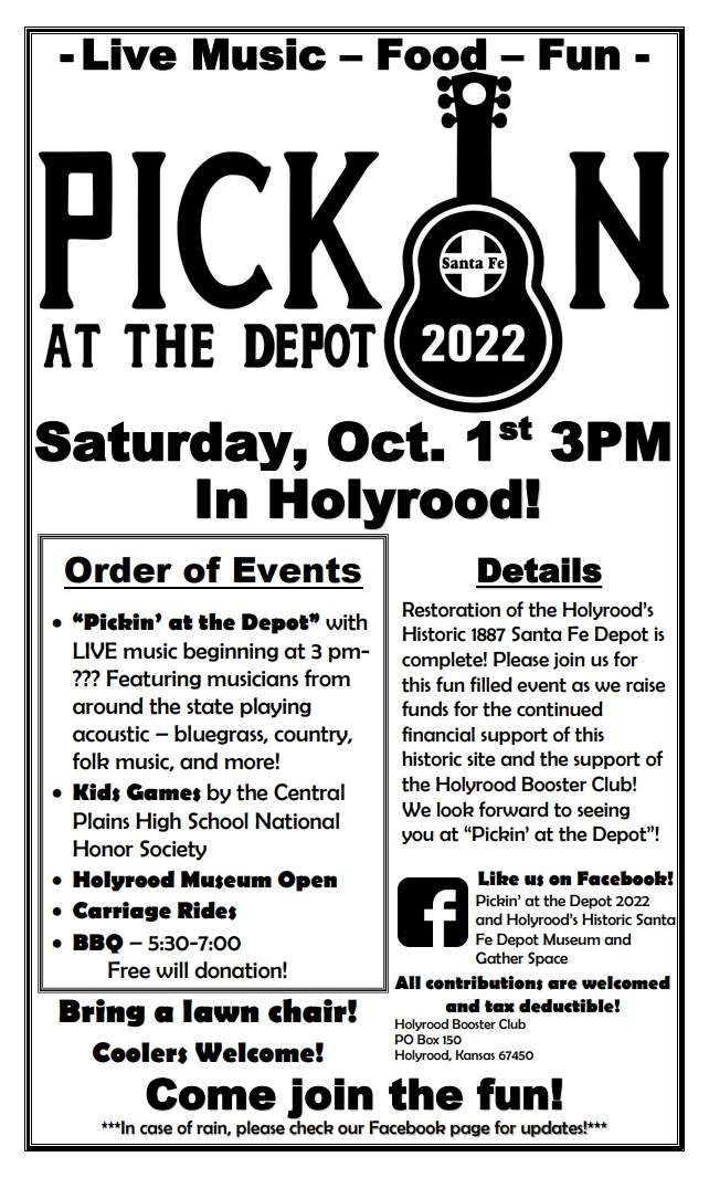 Pickin' at the Depot returns to Holyrood on Oct. 1