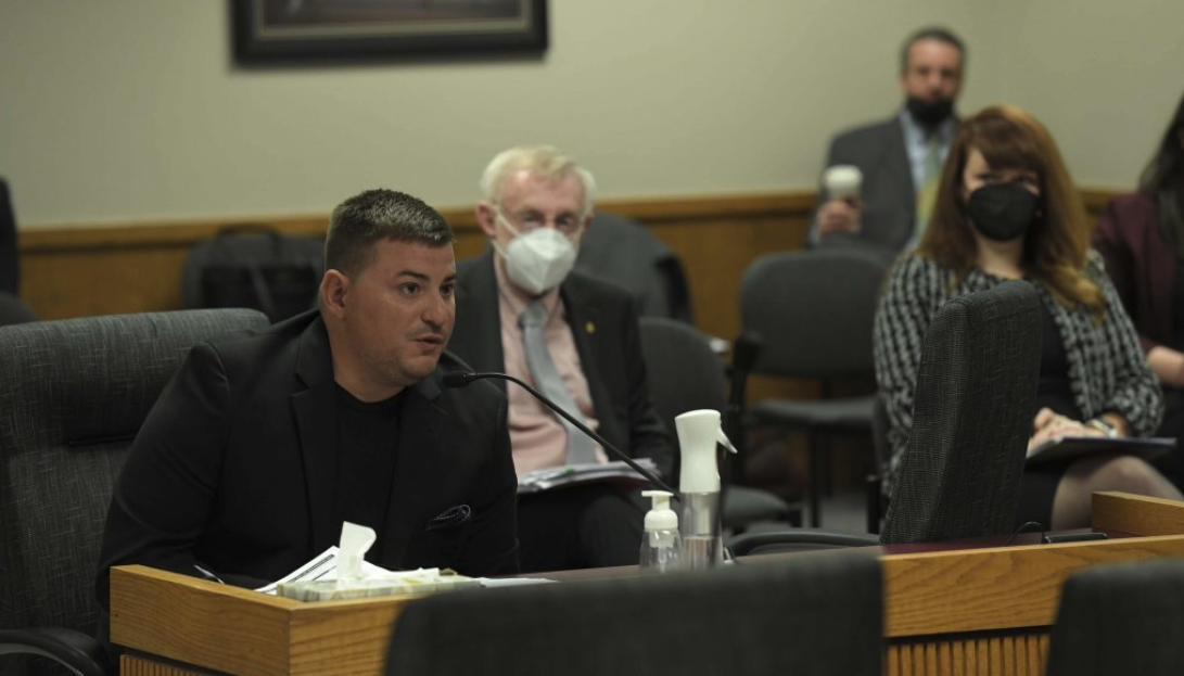 Colton Schrag, who spent years at Agape Boarding School in southwest Missouri, where dozens of former students have described experiencing abuse, testifies during a committee hearing on Feb. 10, 2021 (Tim Bommel/House Communications).