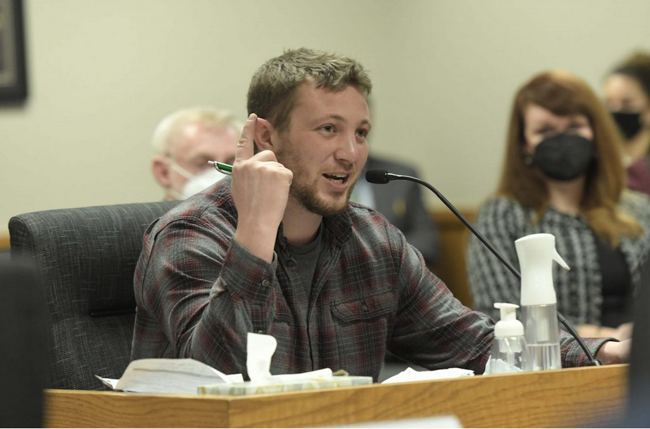 Allen Knoll, who was sent to Agape Boarding School in Missouri, testified during a committee hearing on Feb. 10, 2021, about abuse he says he endured there. (Photo by Tim Bommel/House Communications)