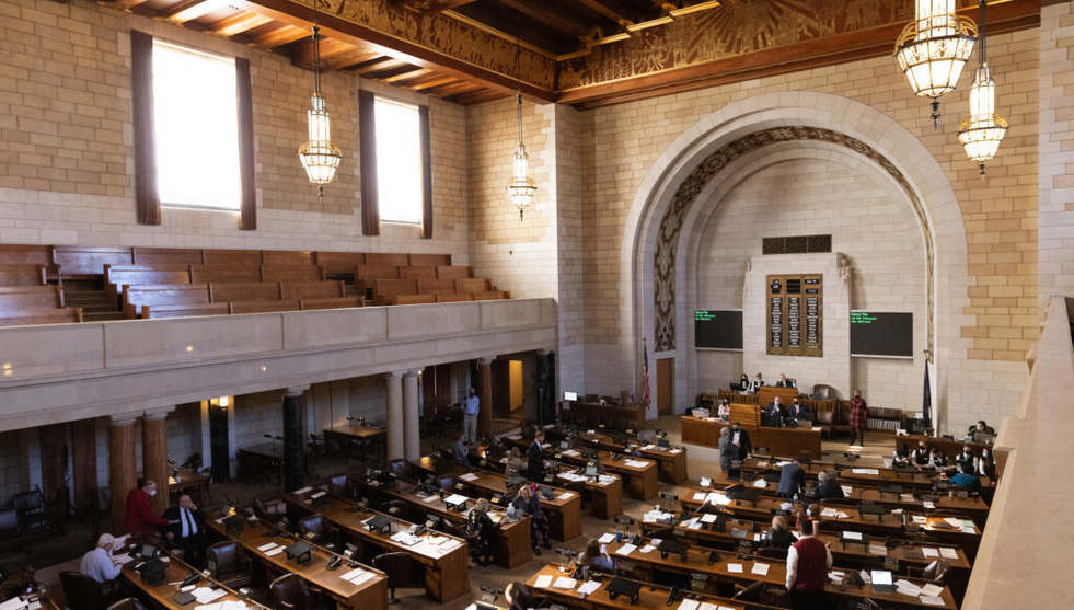 The floor of Nebraska’s unique Unicameral Legislature. (Rebecca S. Gratz for Nebraska Examiner)