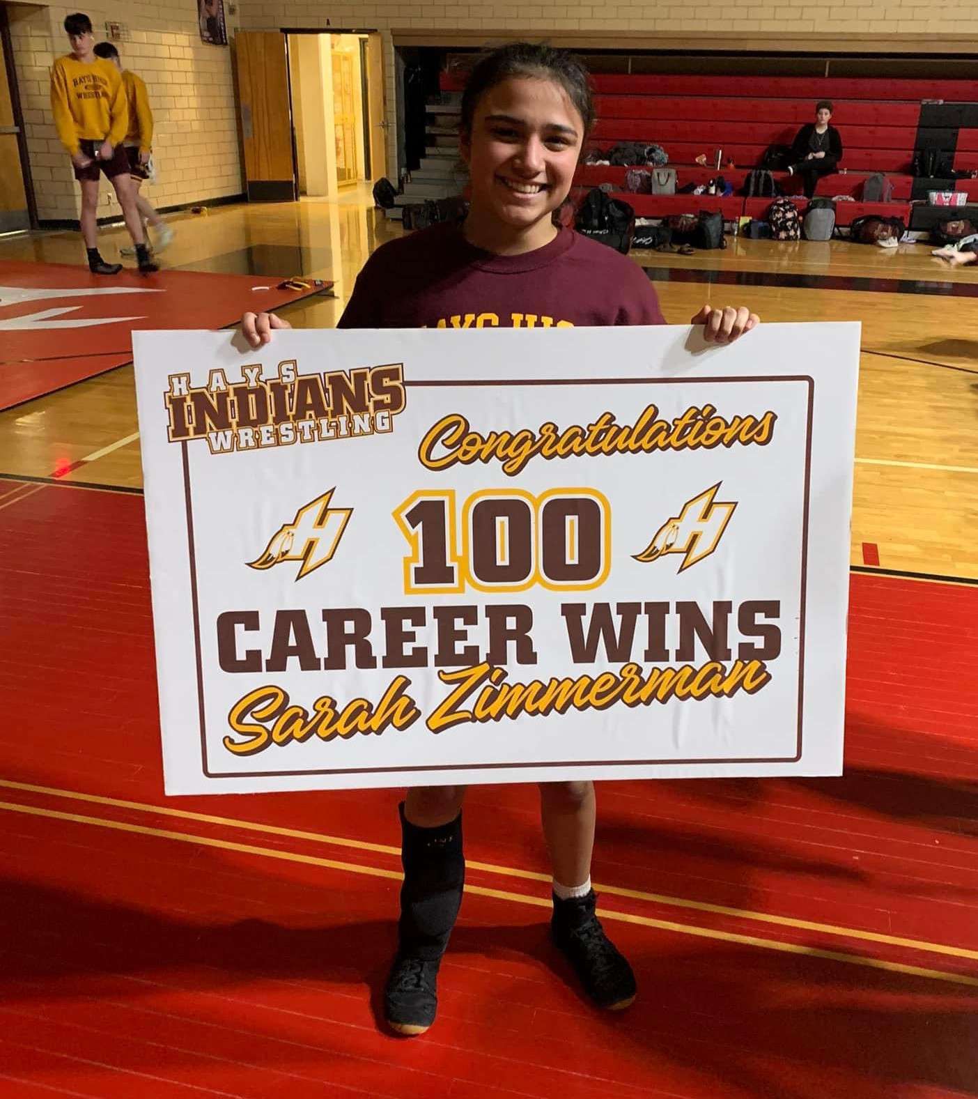 Hays High's Sarah Zimmerman won her 10th career match Tuesday vs. Great Bend (Courtesy photo)