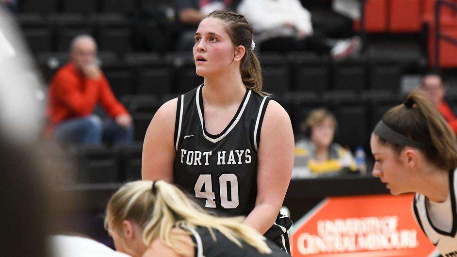 FHSU's Jessie Sallach attempts a free throw vs. Central Missouri, December 31, 2022 in Warrensburg, Mo. (FHSU Athletics photo/Seth Kincaid)