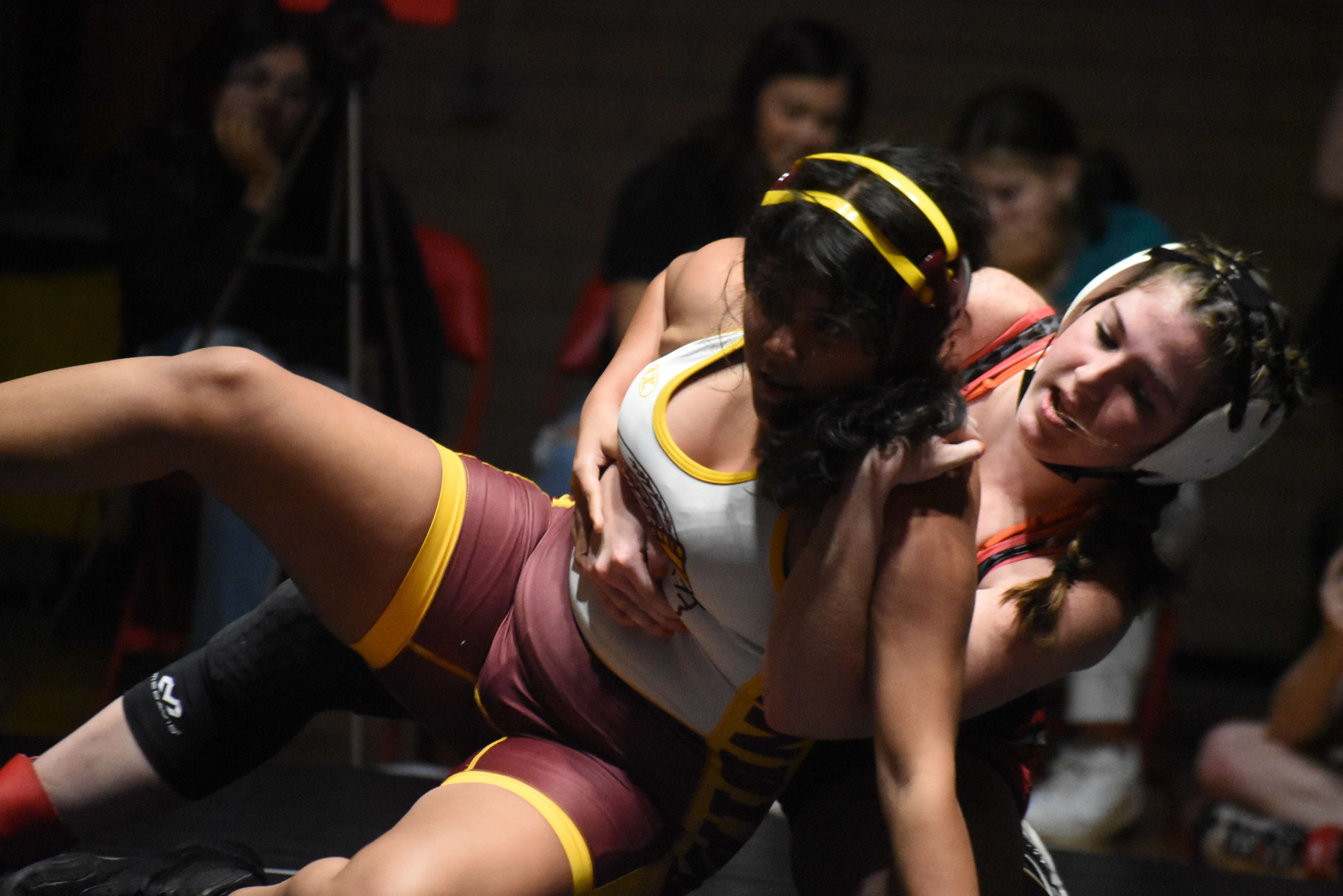 Paige Sanders pinned her opponent at 155 pounds.