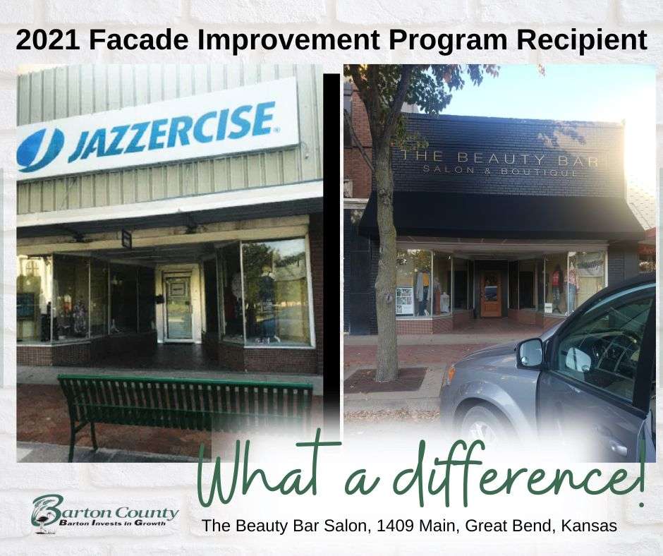 The Beauty Bar Salon, 1409 Main Street in Great Bend, received improvements to its exterior with help from the facade improvement grant program through Barton County.