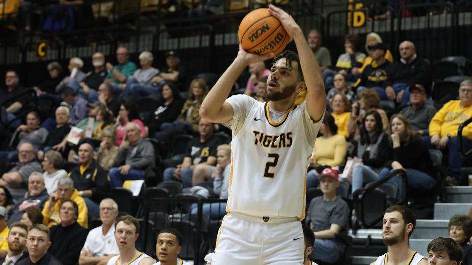 Fort Hays State's Traejon Davis (2) shoots a 3-point shot vs. Missouri Western State Thursday, January 26, 2023 in Hays, Kan. (FHSU Athletics photo/Madison Shapland)