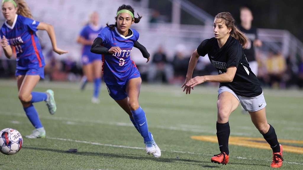 Abigahil Gallegos (9) and the Blue Dragon defense earn their first shutout of Butler since 2011 as No. 10 Hutchinson defeats No. 18 Butler 1-0 on Saturday in El Dorado. (Photo courtesy by Ed Bailey)