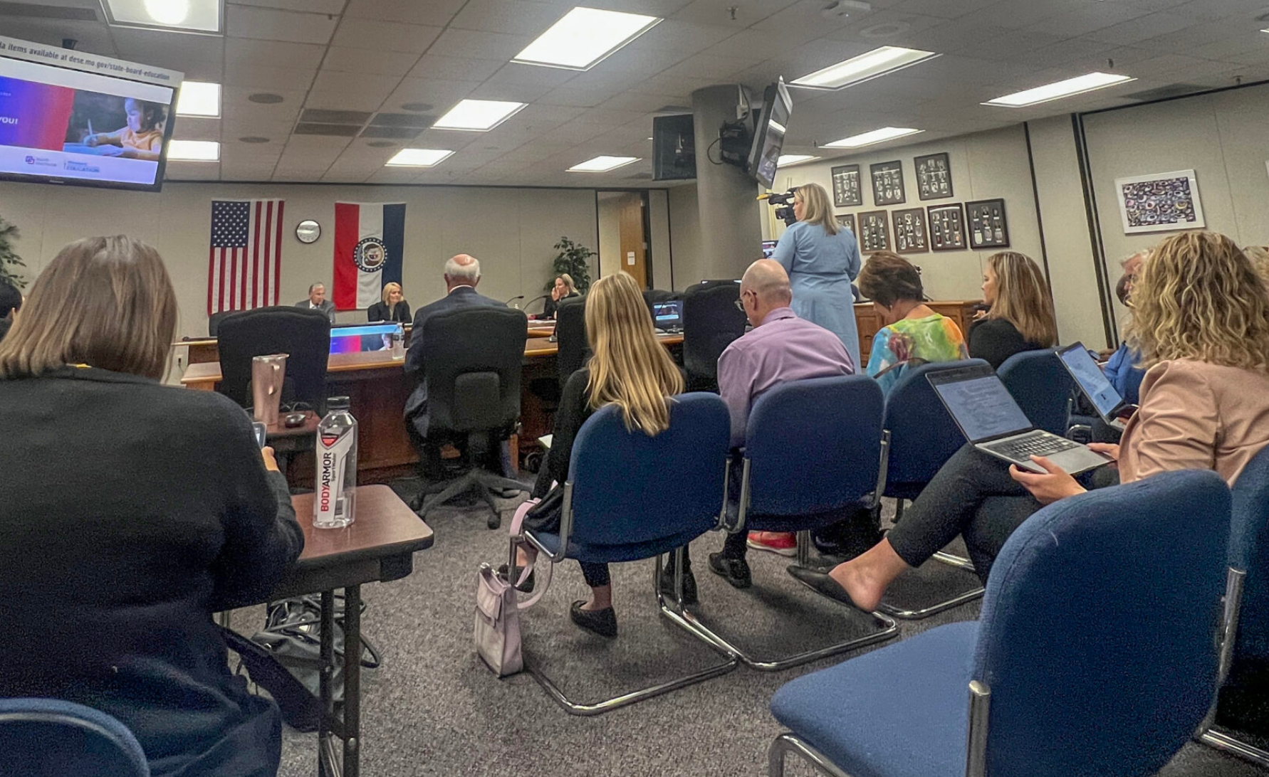  The Missouri State Board of Education listens to the Department of Elementary and Secondary Education's blue ribbon commission's latest set of recommendations August 15. They discussed a lack of student discipline since the pandemic (Annelise Hanshaw/Missouri Independent).
