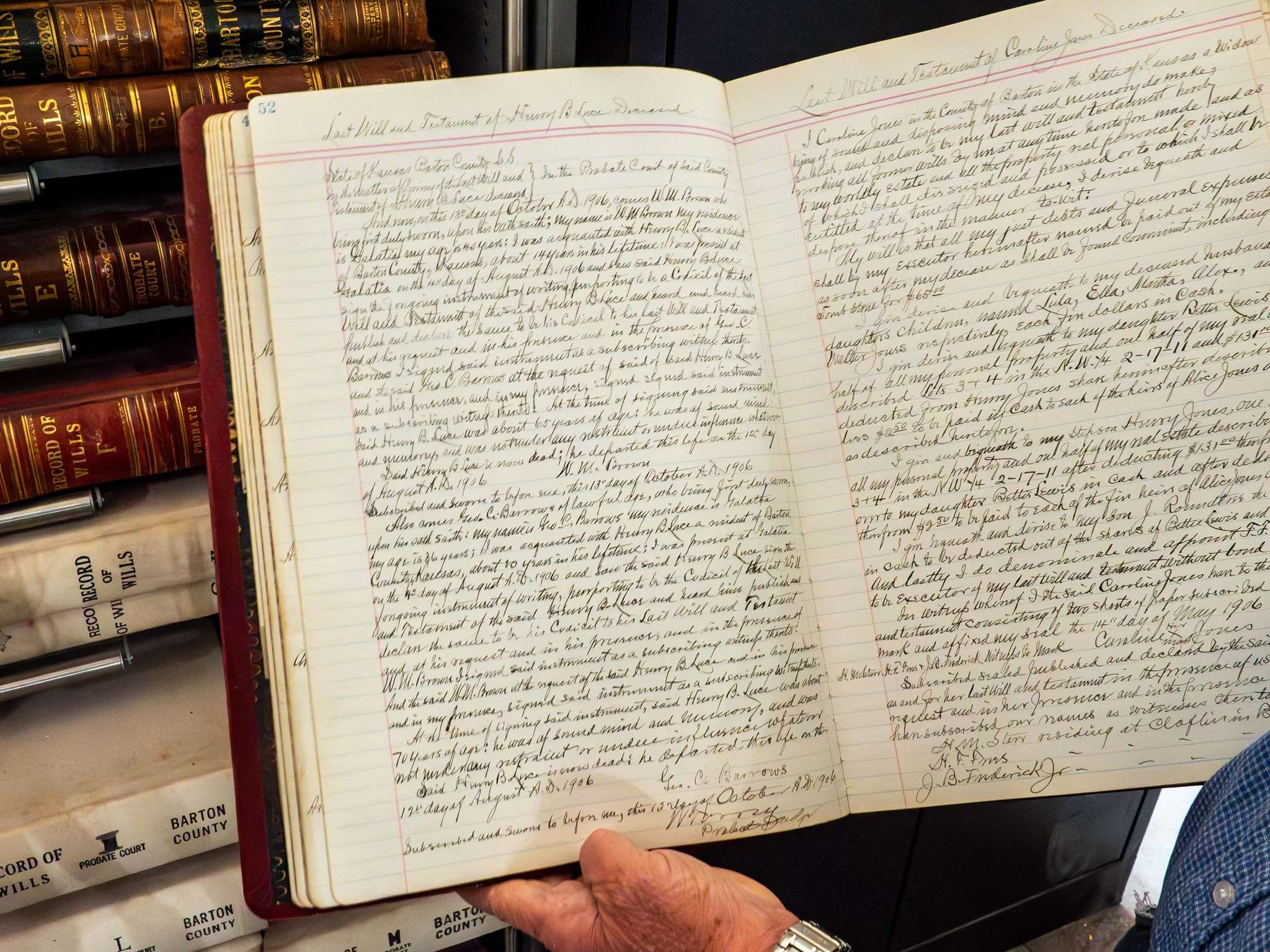 More than 1,000 large books contain a history of Barton County at the Register of Deeds office. (photo by Dr. Dan Witt)