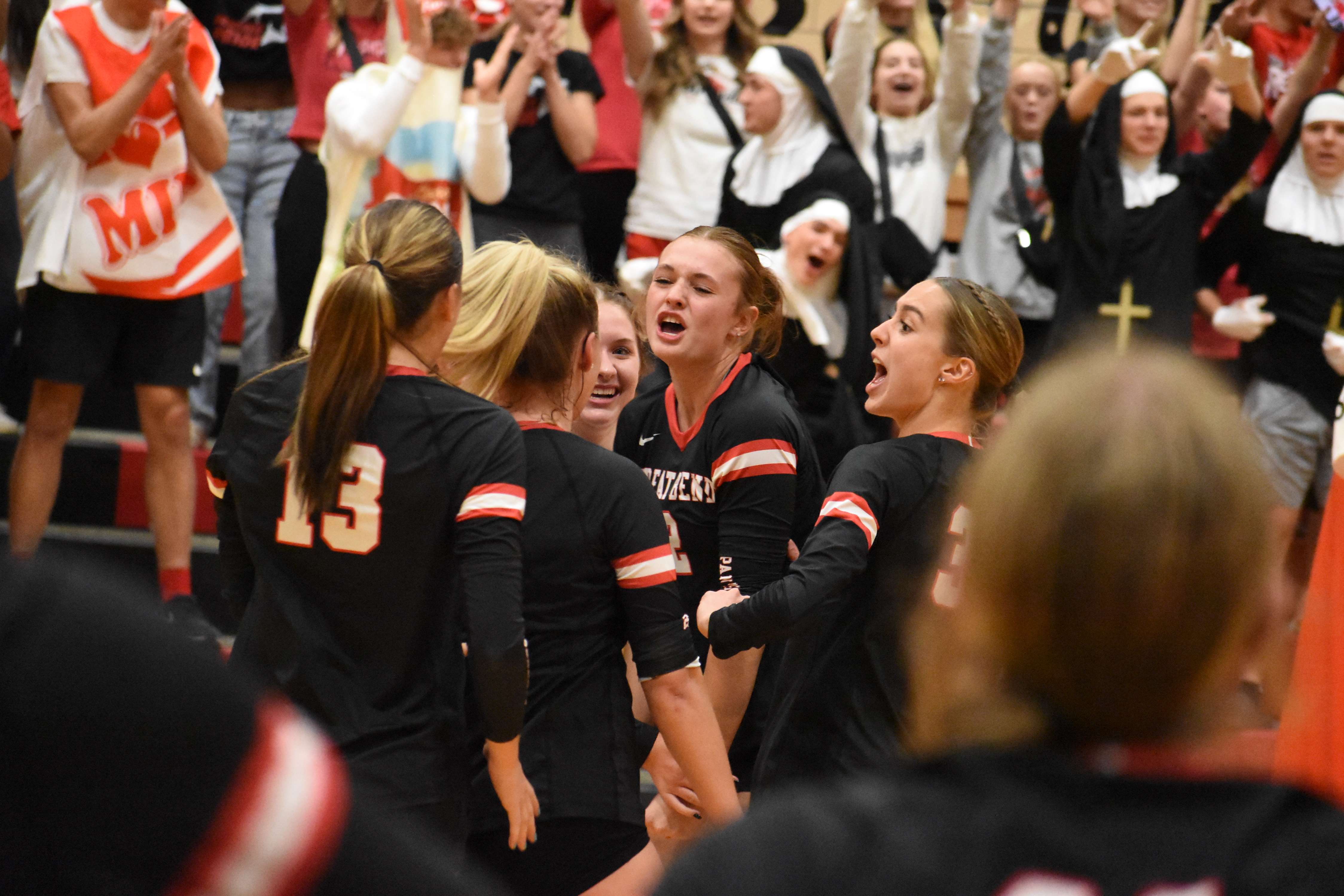 The Lady Panther volleyball team set a school record for wins in a season by defeating Salina Central but lost an exciting 19-25, 25-16, 25-23 battle against Andover in Saturday's Class 5A sub-state championship game.&nbsp;