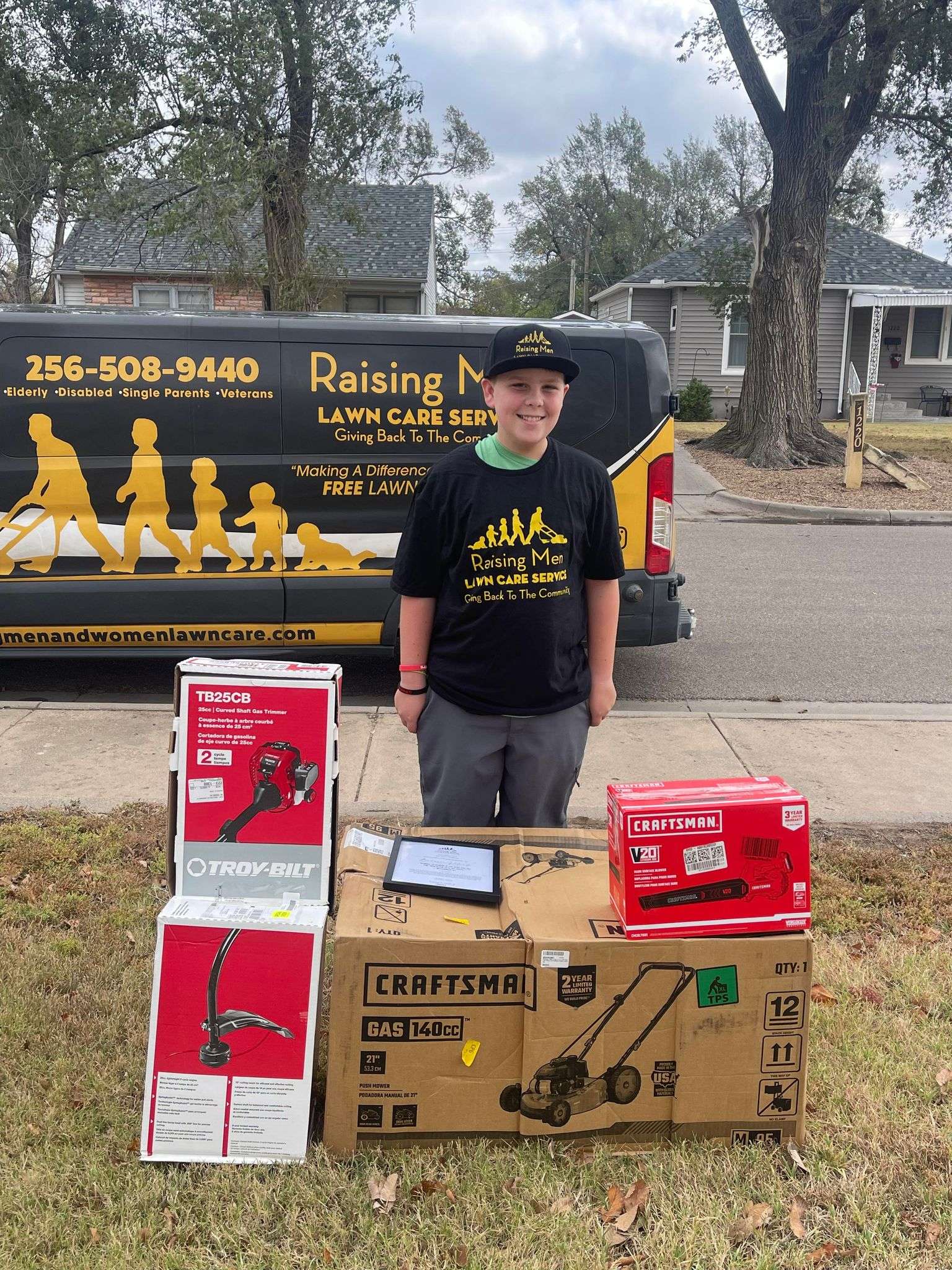 Great Bend's Branson Holinde received his new lawn gear after completing the 50 Yard Challenge this summer. The 12-year-old mowed lawns for those in need at no charge.