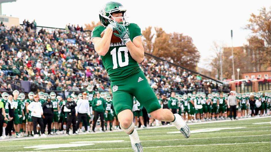 Keegan Sturdy (10) hauled in two touchdown passes from quarterback Mike Hohensee during a 56-7 blowout win over Nebraska-Kearney/ Photo courtesy of Alexis Starks of Northwest Athletics