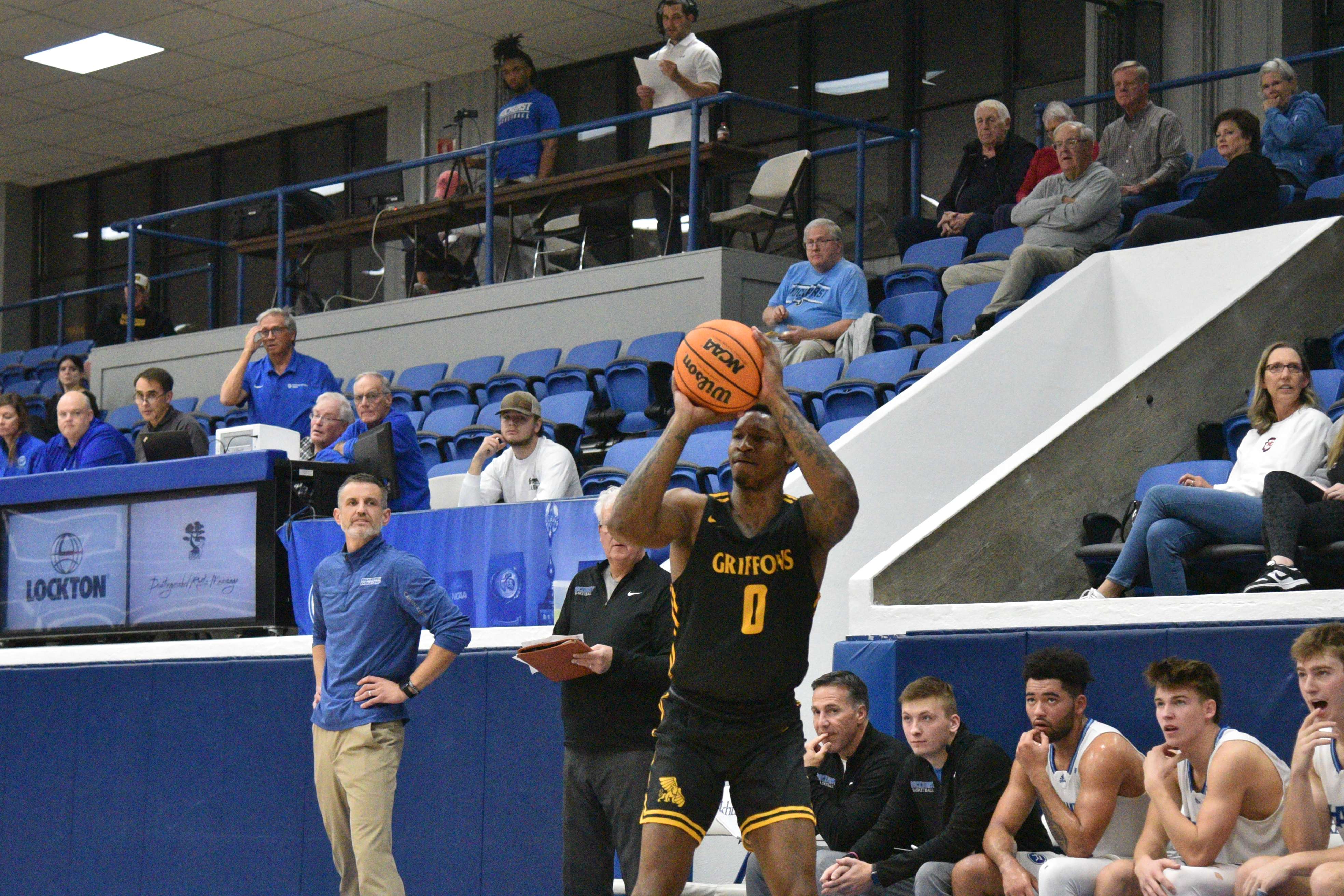 Julius Dixon (0) scored a career-high 22 points in Missouri Western's 92-76 win at Rockhurst Wednesday. Photo by Derek Zimmerman-Guyer.