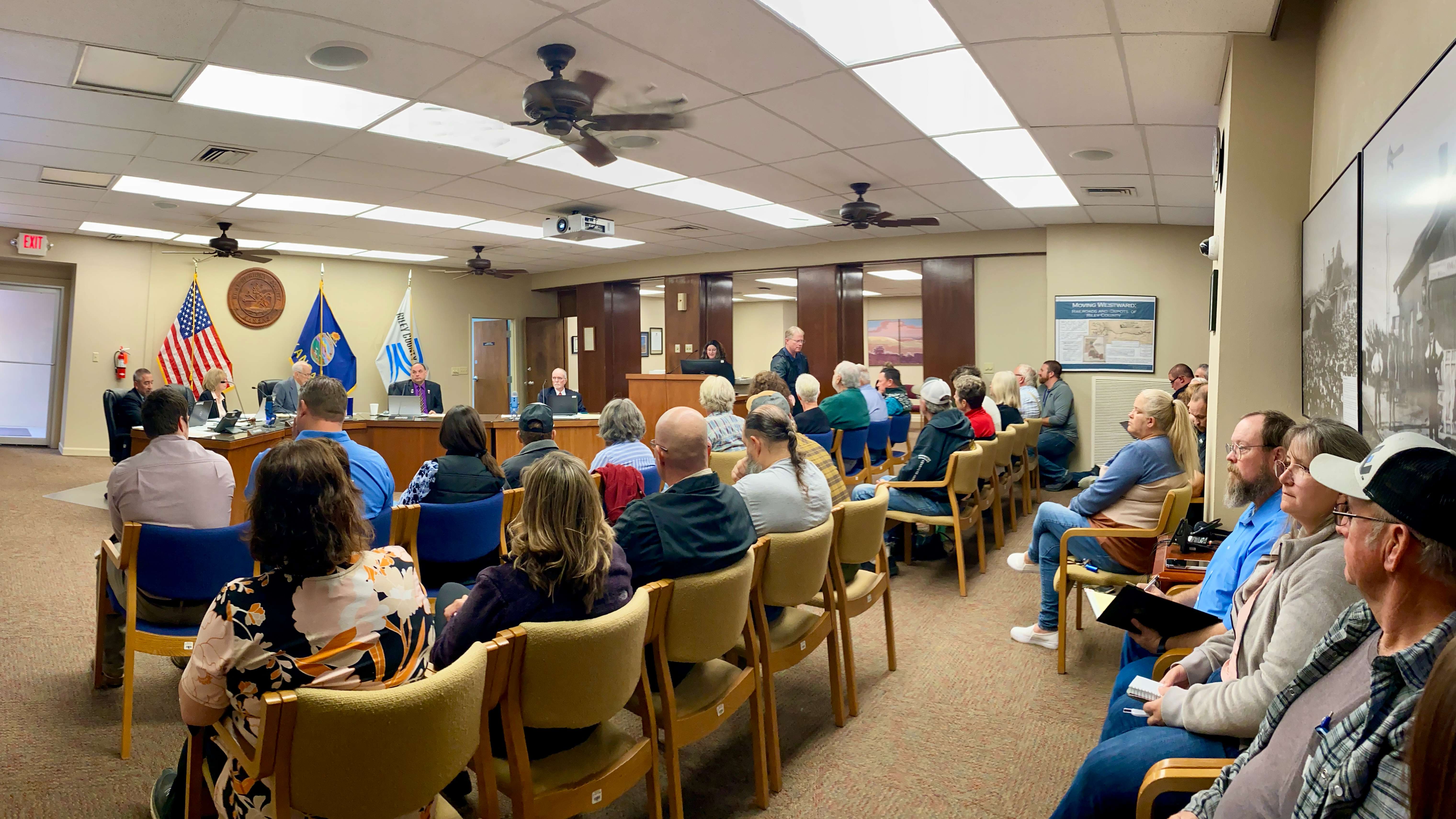 More than 30 attend Riley County Commission meeting about proposed Keats sewer system project, photo by Becky Goff