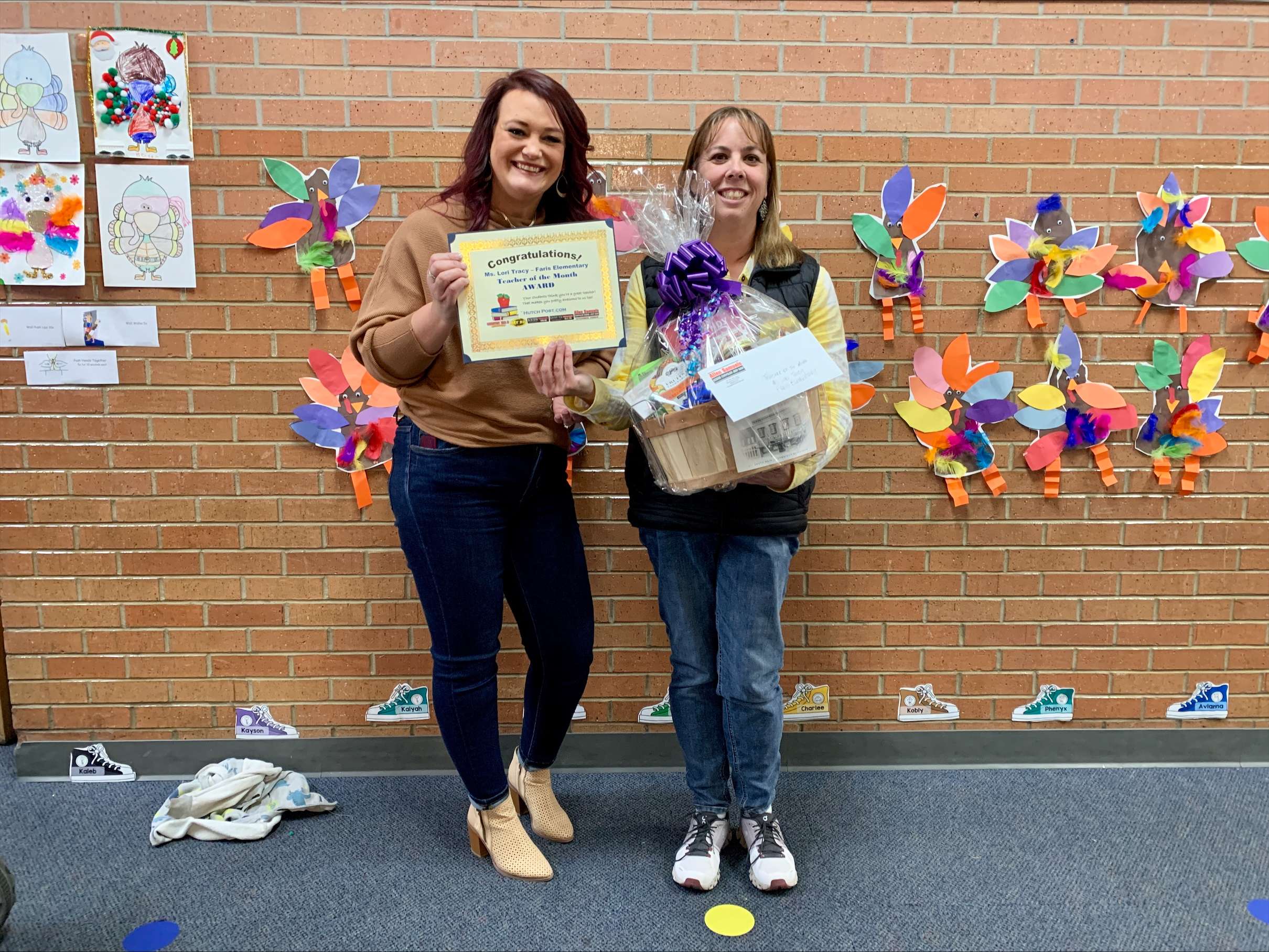 Allen Samuels CDJR Teacher of the Month Lori Tracy with EAGLE Media's Ashley Weve.