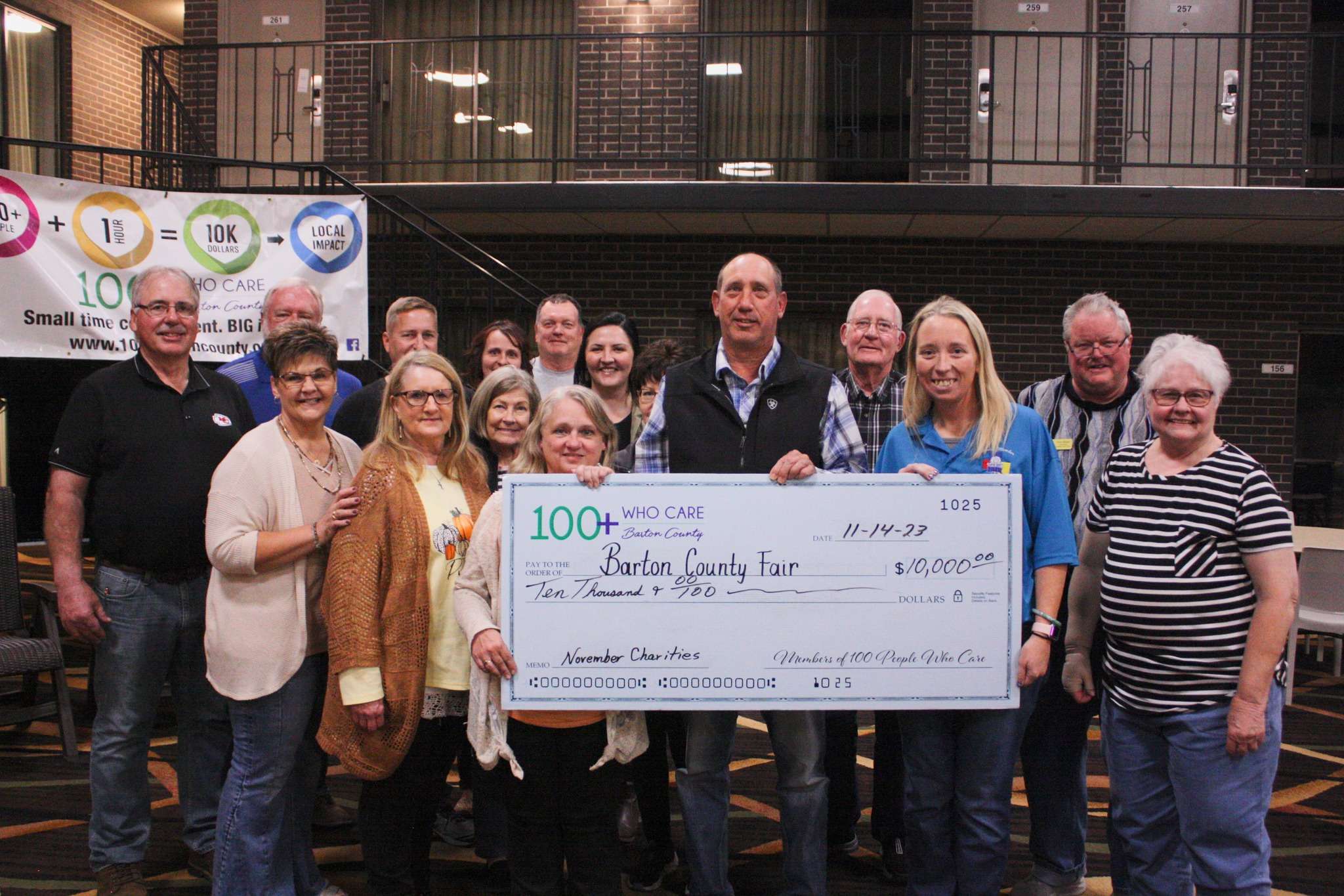 The 100+ People Who Care Barton County give $10,000 to an area non-profit each quarter. This quarter's recipient is the Barton County Fair.