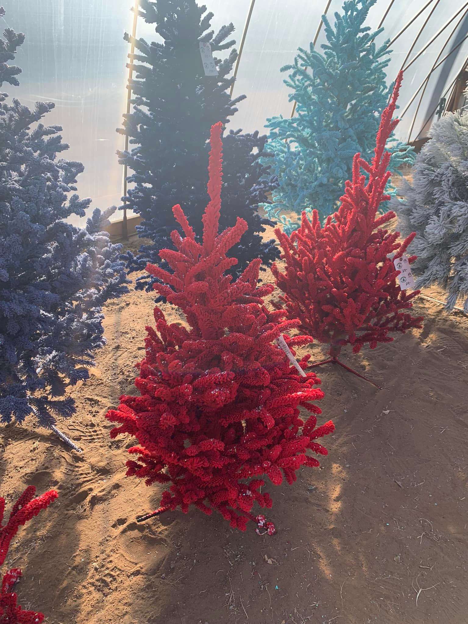 Flock trees come in a variety of colors and are no-maintenance.