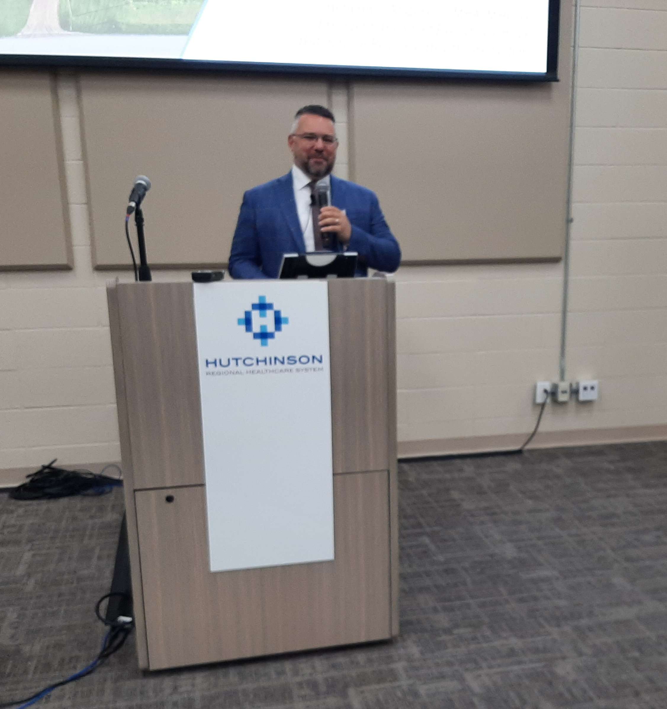 New Hutchinson Regional Healthcare System CEO Benjamin Anderson speaks on Dec. 6, 2023. Photo by Nick Gosnell.