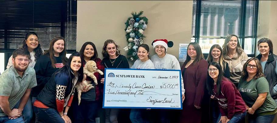 Sunflower Bank donated a total of $8,000 to The Family Crisis Center and United Way of Central Kansas earlier this month as part of its Community Partner Awards.