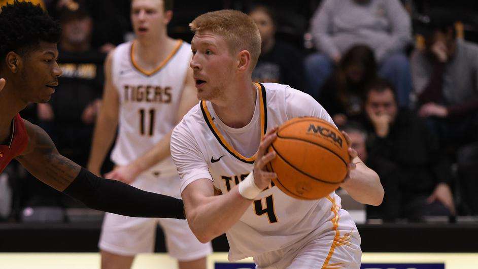 Fort Hays State forward Bjarni Jonsson (4) makes a move in a game earlier this season in Hays, Kan. (FHSU Athletics photo/Nicole Heitmann)