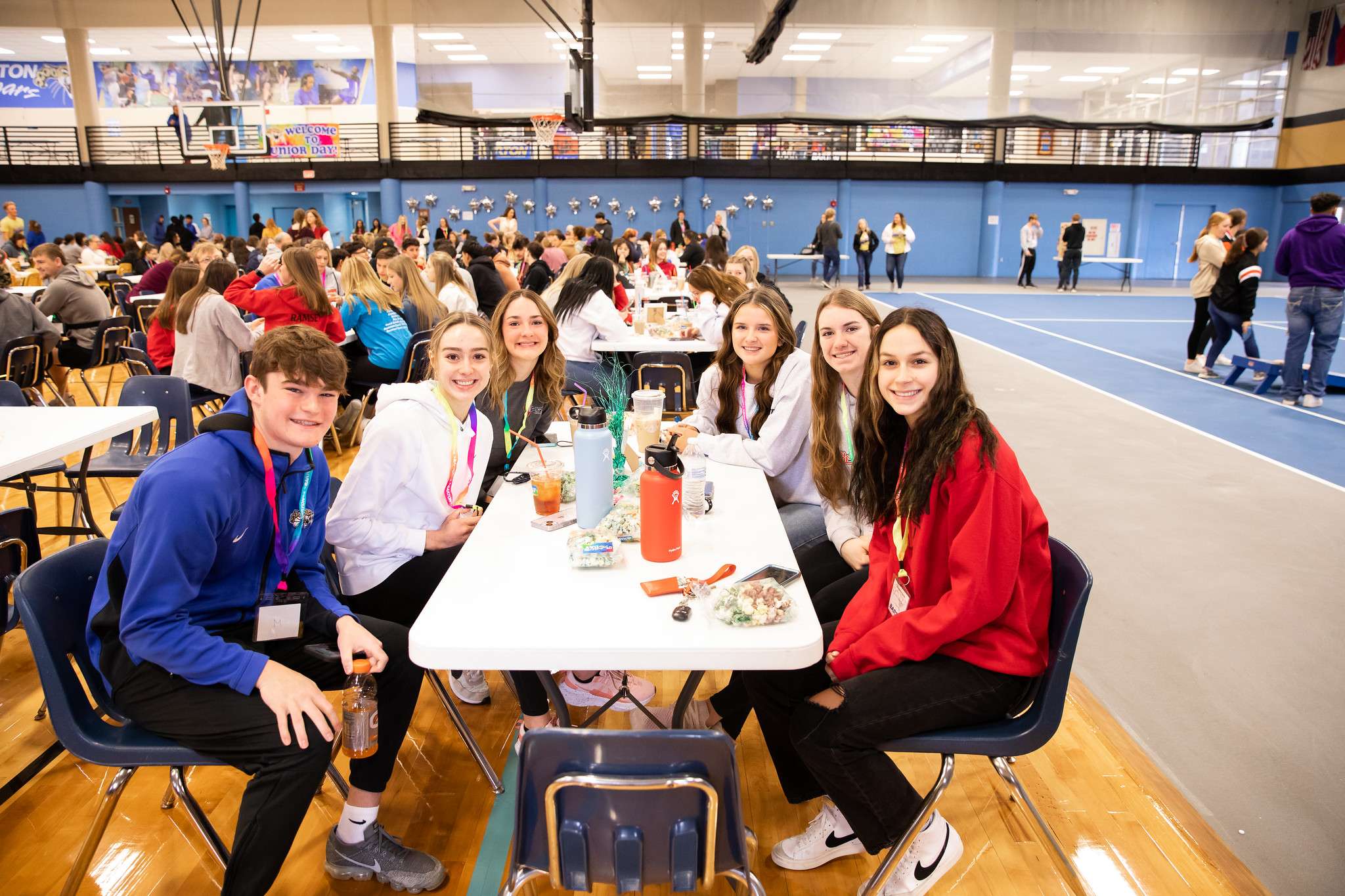 A group of students await the start of Junior Day in the Kirkman Center on the Barton campus on Wednesday.