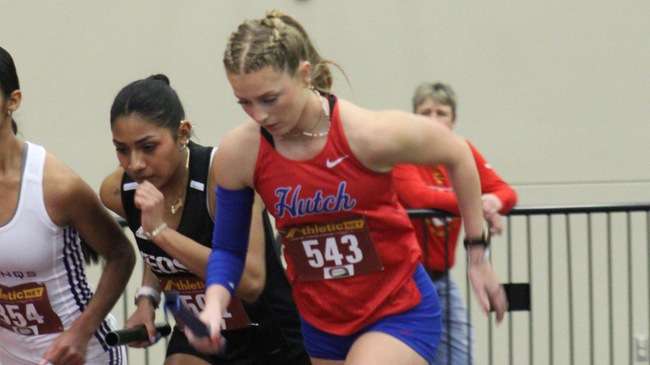 HutchCC Indoor Track and Field - Gracie Lambert placed second in the 800 meters and fifth in the 600 meters and scored 15 points over the weekend to lead the Blue Dragon women's track and field team to a 6th place finish at the Region VI Indoor Championships on Sunday in Pittsburg. (Tracey Mason/Blue Dragon Track and Field)