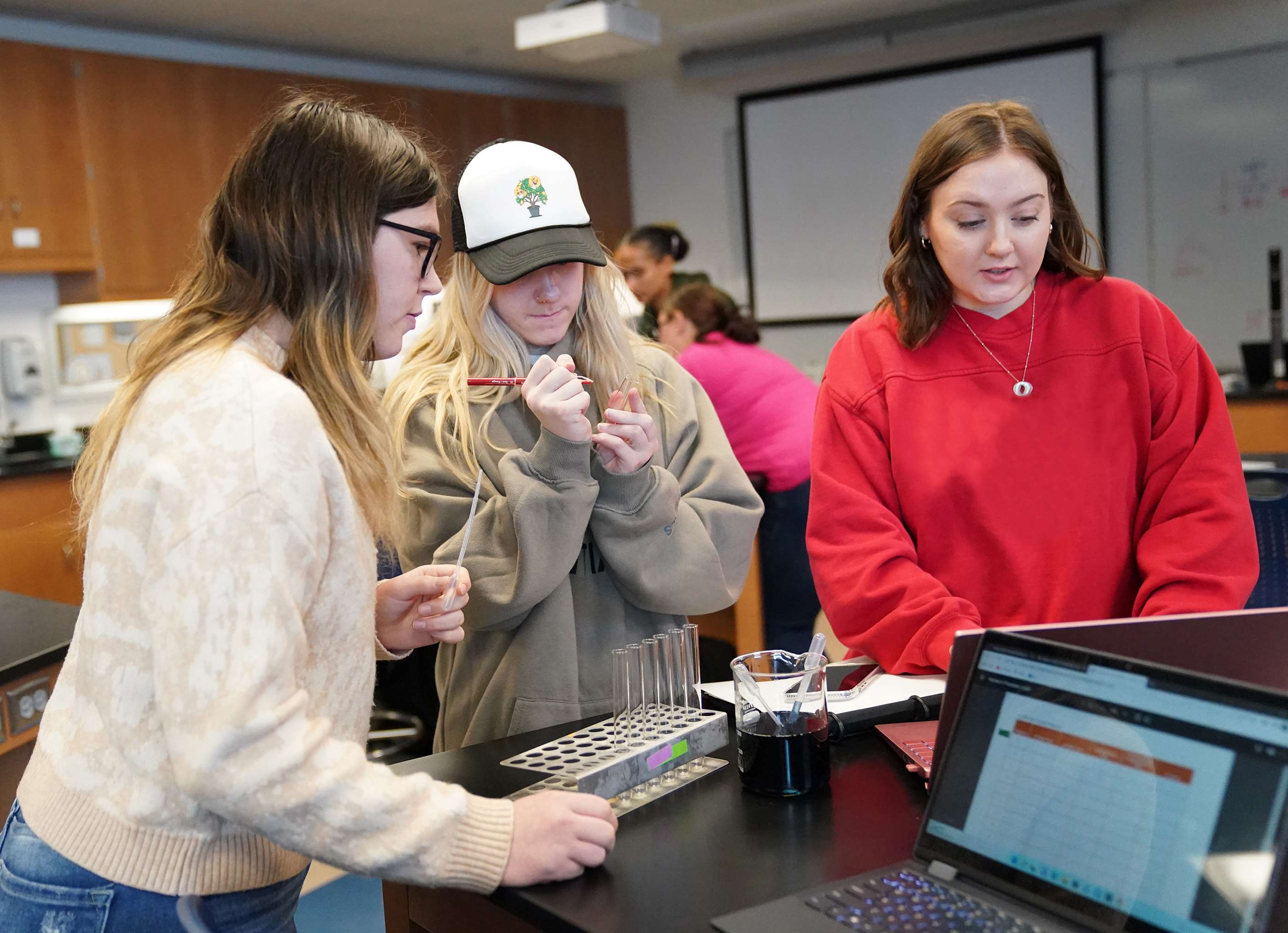 Mid-Plains Community College students work on a biology project in North Platte.