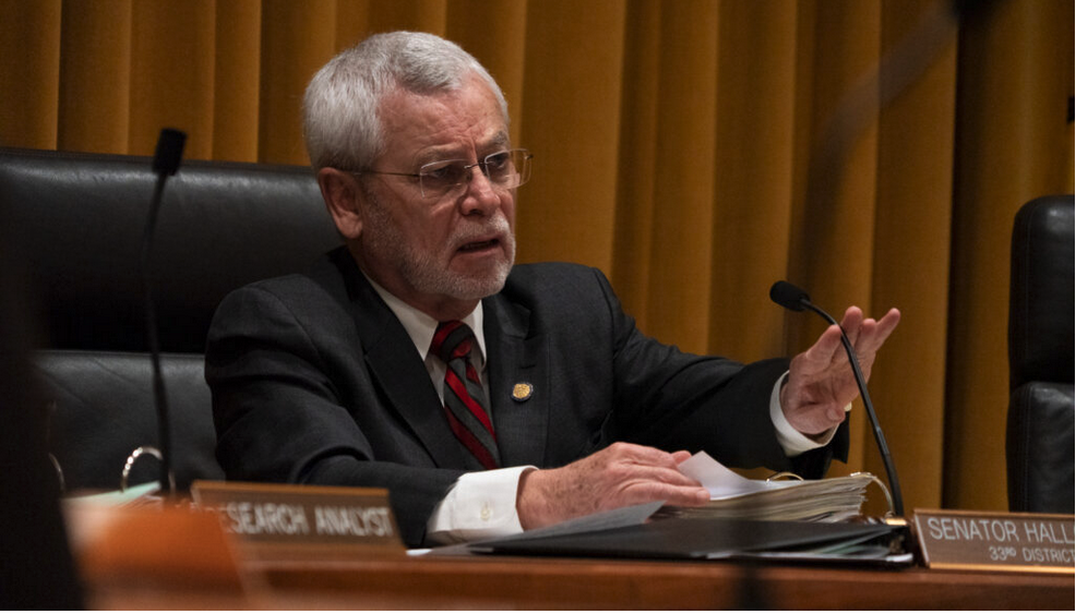 State Sen. Steve Halloran of Hastings, chair of the Agriculture Committee, opens one of the committee’s hearings on Tuesday, Feb. 21, 2023, in Lincoln, Neb. (Zach Wendling/Nebraska Examiner)